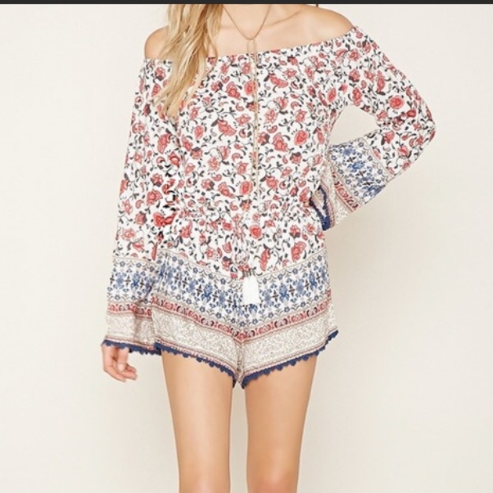 Forever 21 Floral Pattern Romper M